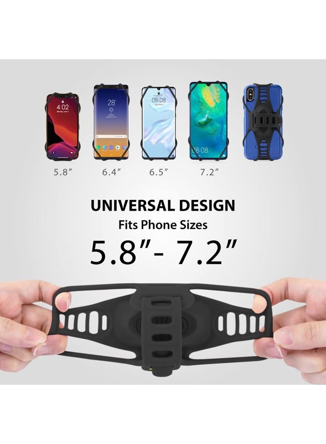 BONE COLLECTION 【Bone】Bike Tie Pro 3 Bike Phone Mount Bicycle Phone Holder for Stem Mounting 4.7"-7.2" Cell Phones, Ultra Light Phone Mount for Bike Motorcycle Road Mountain Bicycle Accessories - Black - Image 2